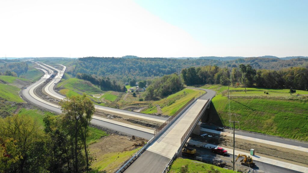 Road overpass and transportation infrastructure in Robinson Township, Pennsylvania illustrating municipal planning and land use development.